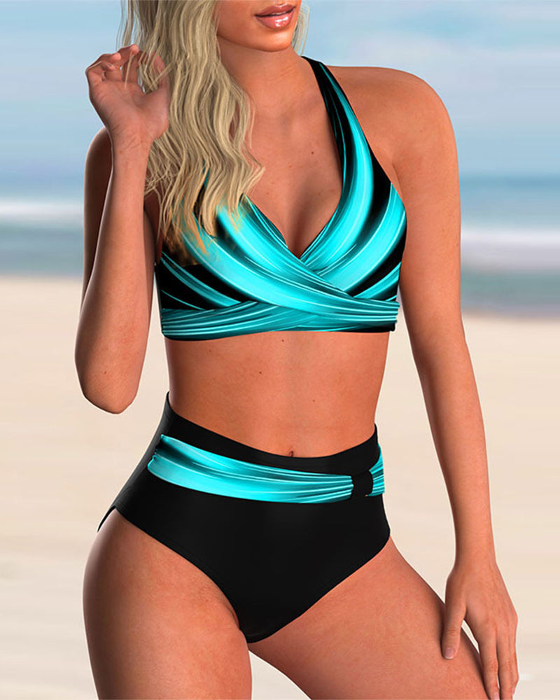 Beatrice - Bikini Set with a Flattering Cross-Neckline and Print