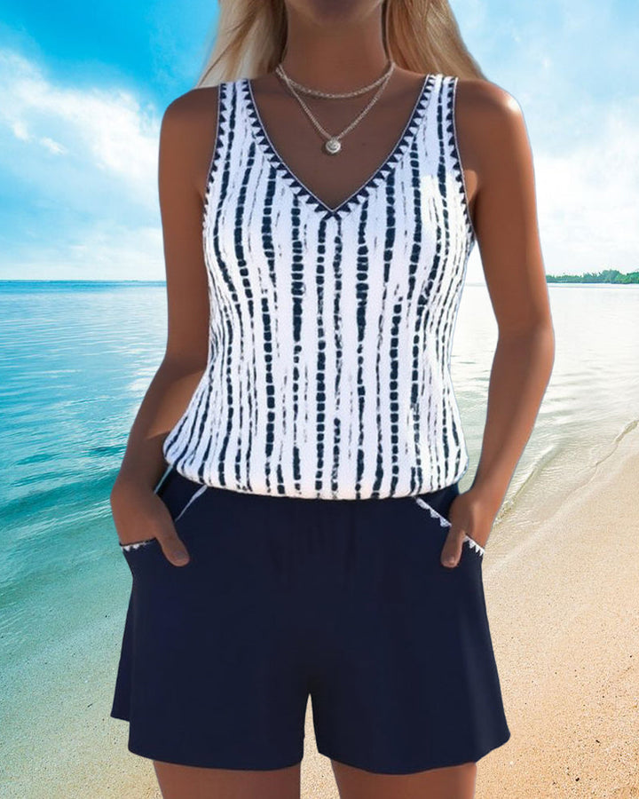 Lily — Casual Printed Two-Piece Swimsuit with Pockets