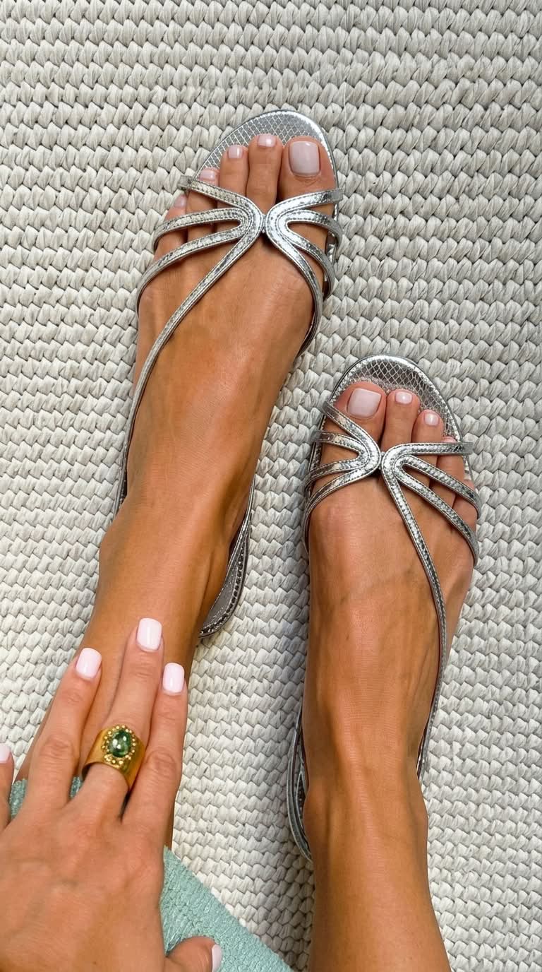 Metallic Shimmering Sandals with Straps
