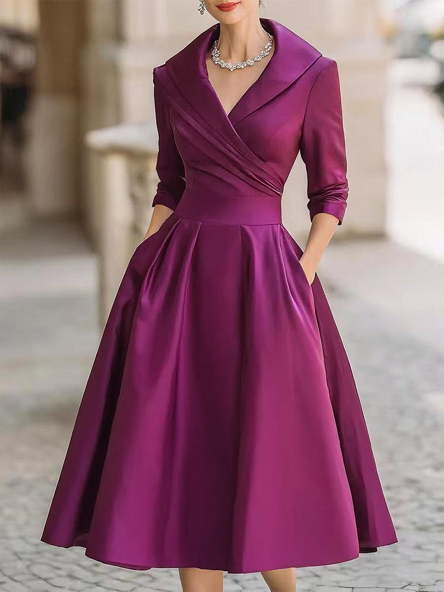 Vivienne satin midi dress in purple