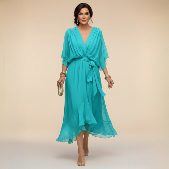 Cassidy - Chiffon Dress with V-Neck