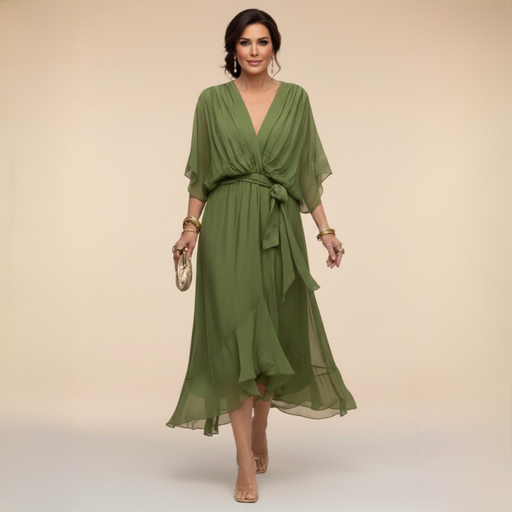 Cassidy - Chiffon Dress with V-Neck