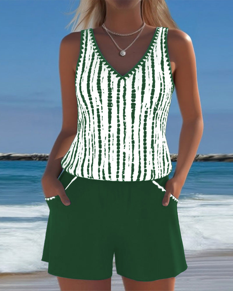 Lily — Casual Printed Two-Piece Swimsuit with Pockets