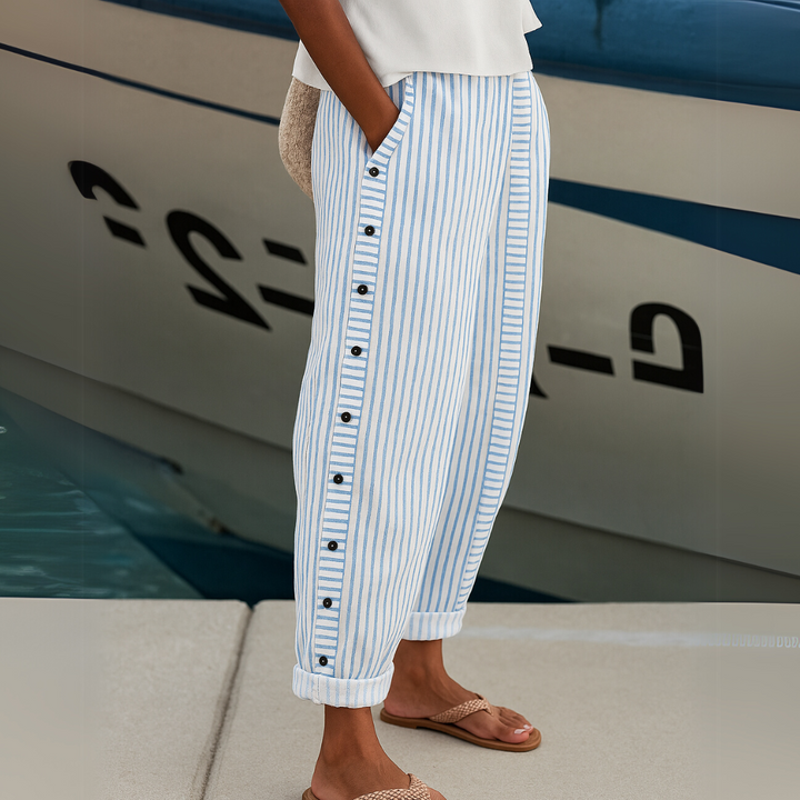 Vianne | Striped Button Pants
