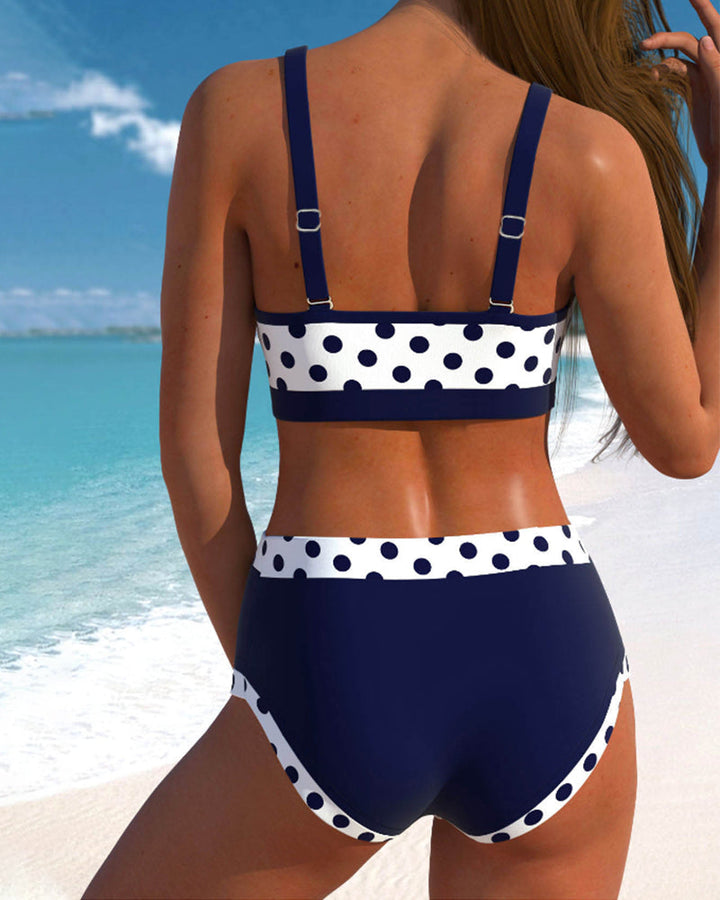 Edna - High-waisted polka-dot bikini with patchwork design