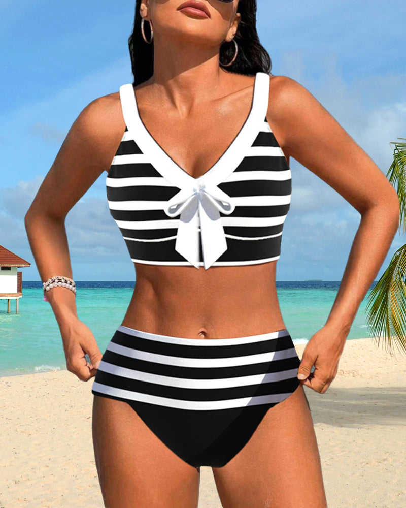 Beatrice Striped High-Waisted Bikini