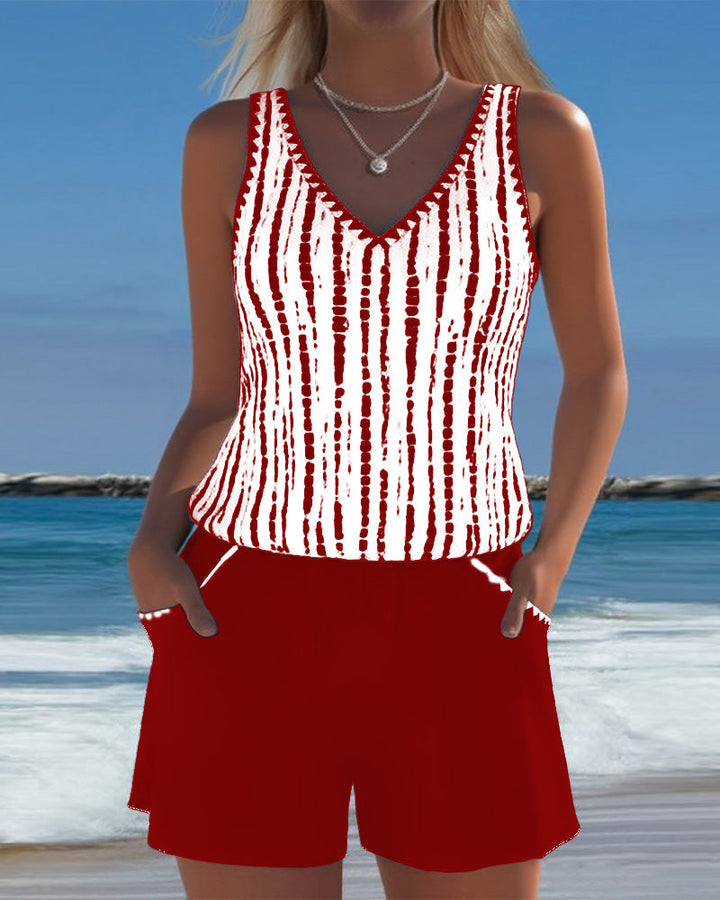 Lily — Casual Printed Two-Piece Swimsuit with Pockets