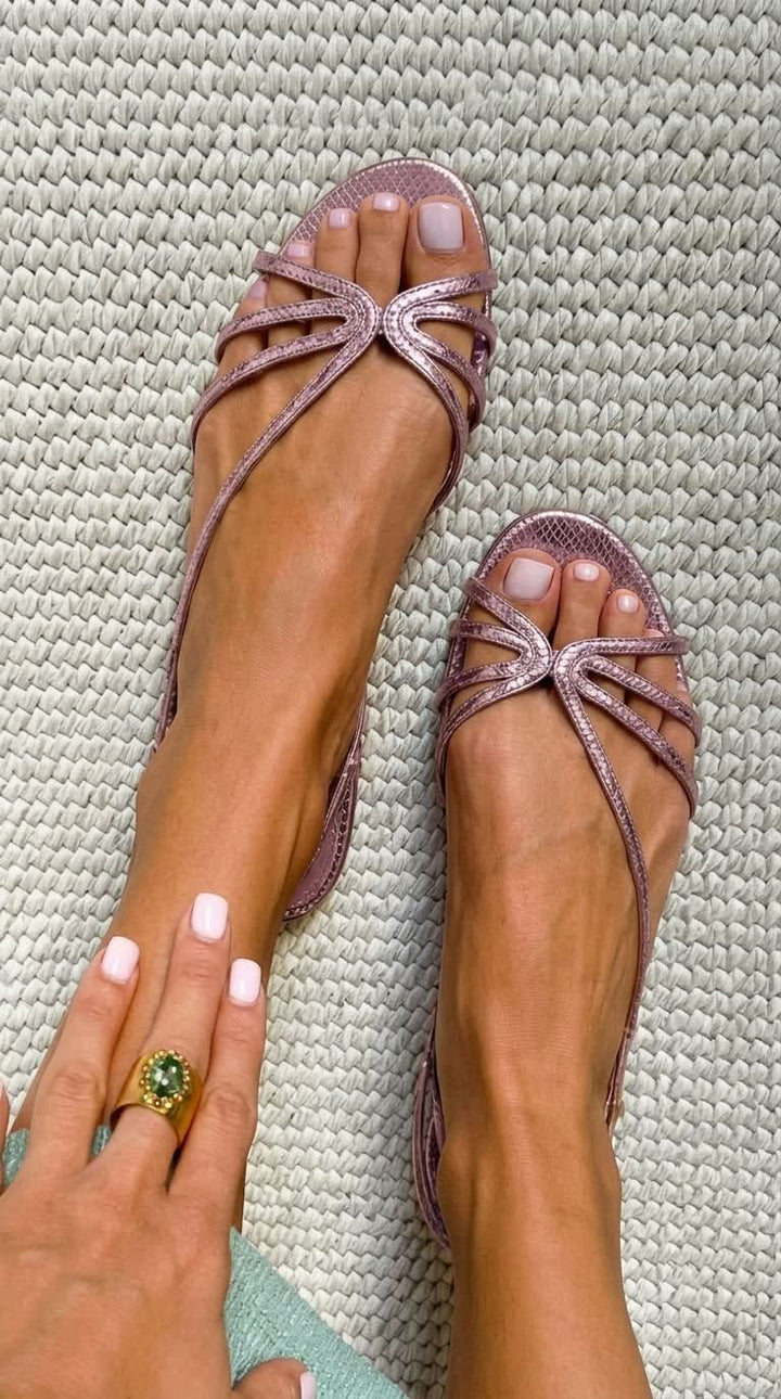 Metallic Shimmering Sandals with Straps