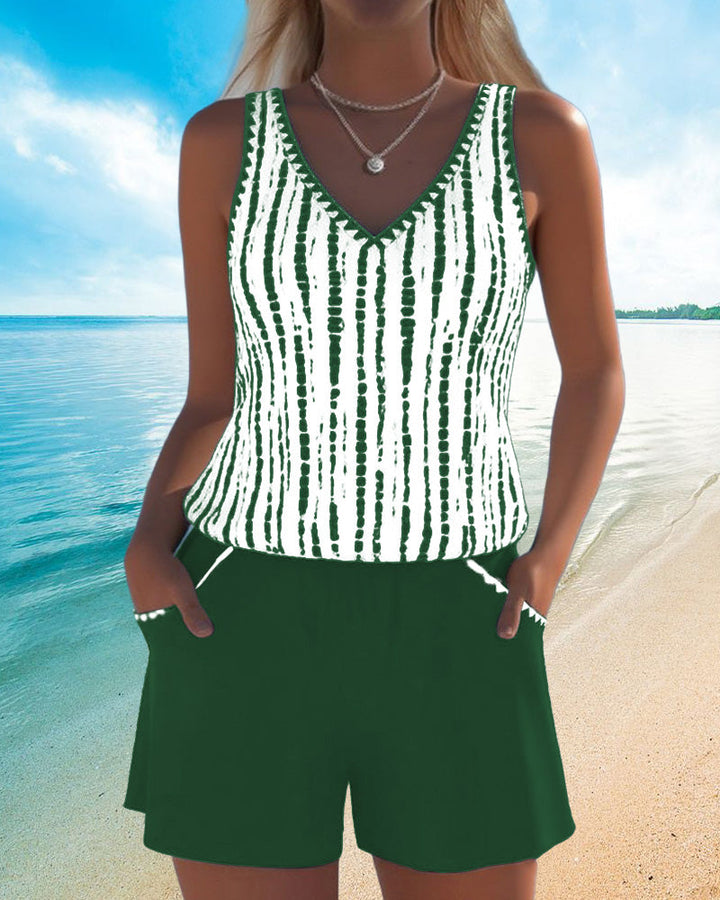Lily — Casual Printed Two-Piece Swimsuit with Pockets