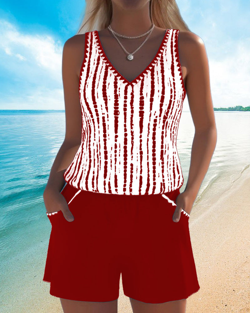 Lily — Casual Printed Two-Piece Swimsuit with Pockets
