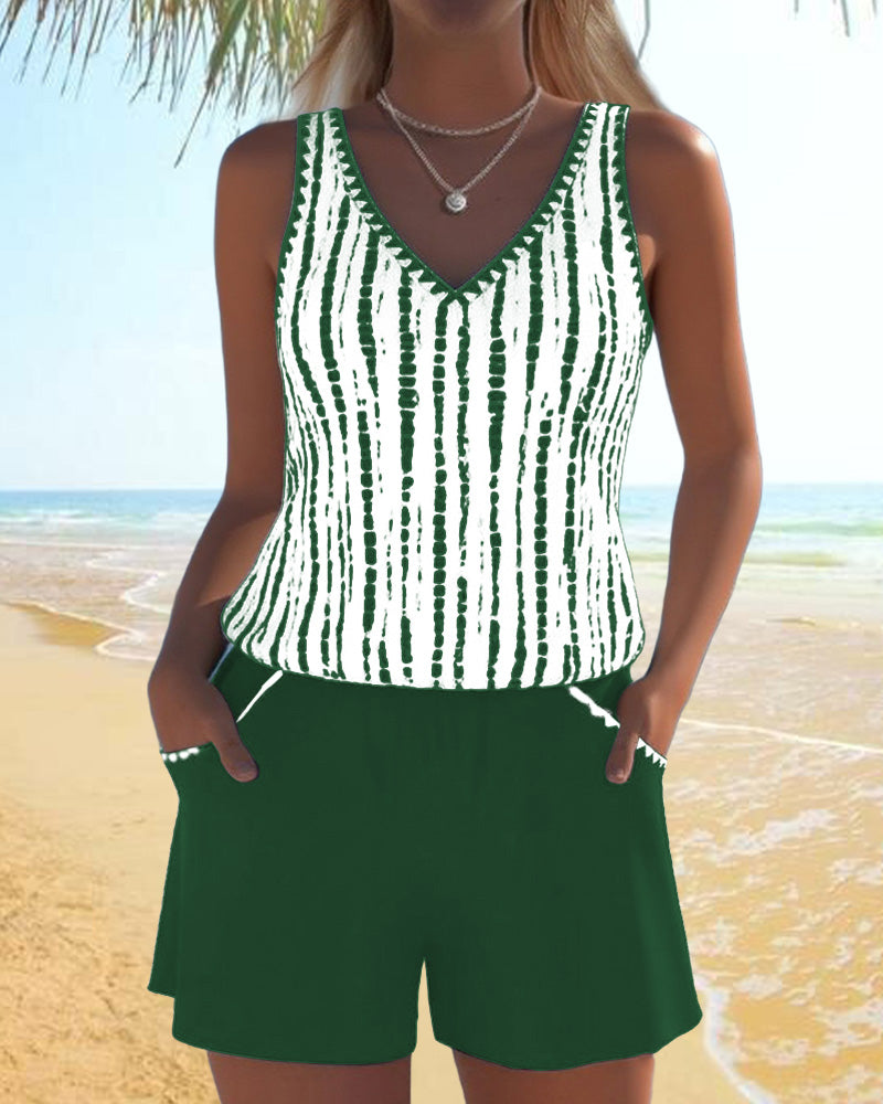 Lily — Casual Printed Two-Piece Swimsuit with Pockets