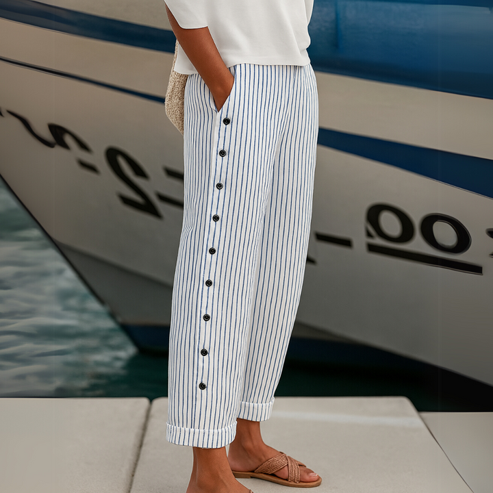 Vianne | Striped Button Pants