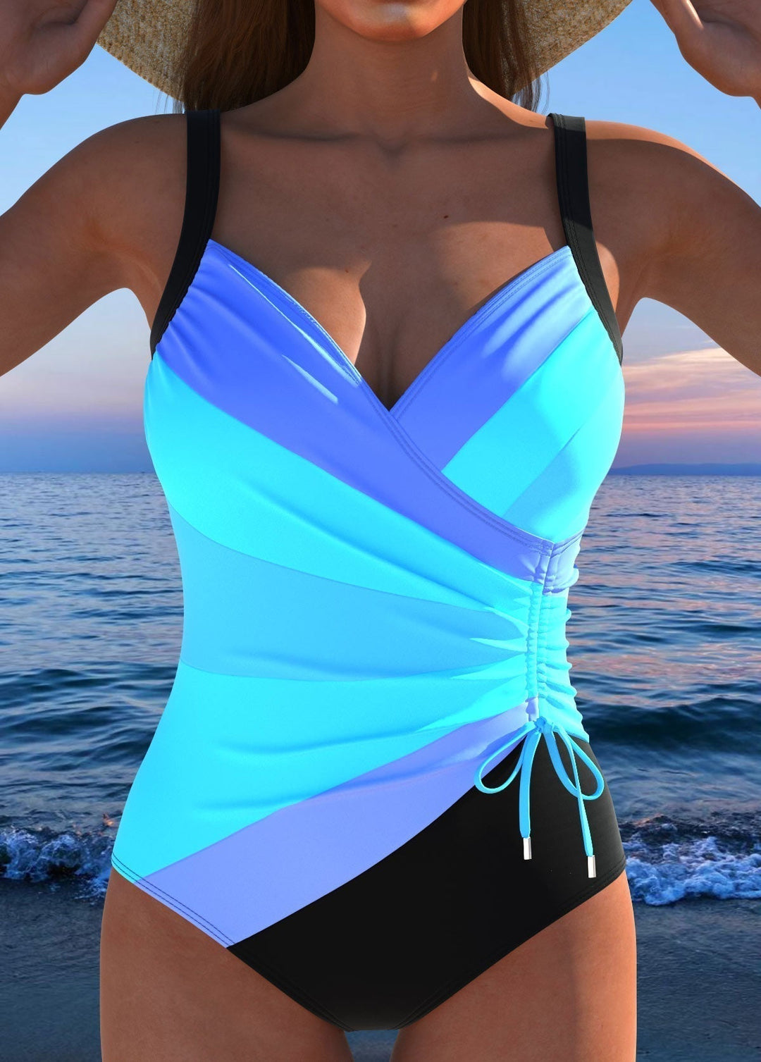 Margaret Flattering Wrap Swimsuit with a Colourful Print