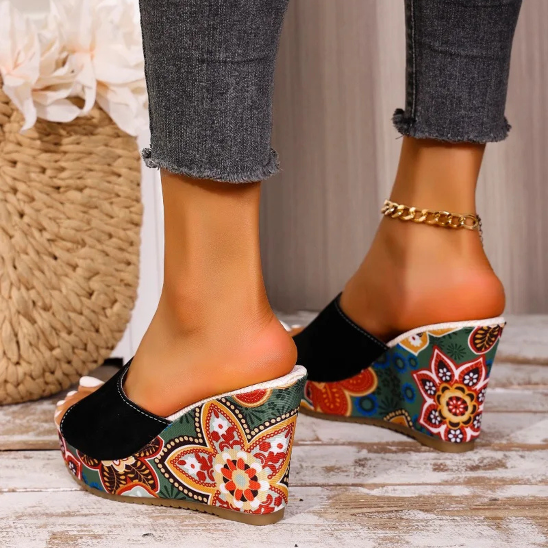 Leonie — Sculptural Mules with Flower Heel