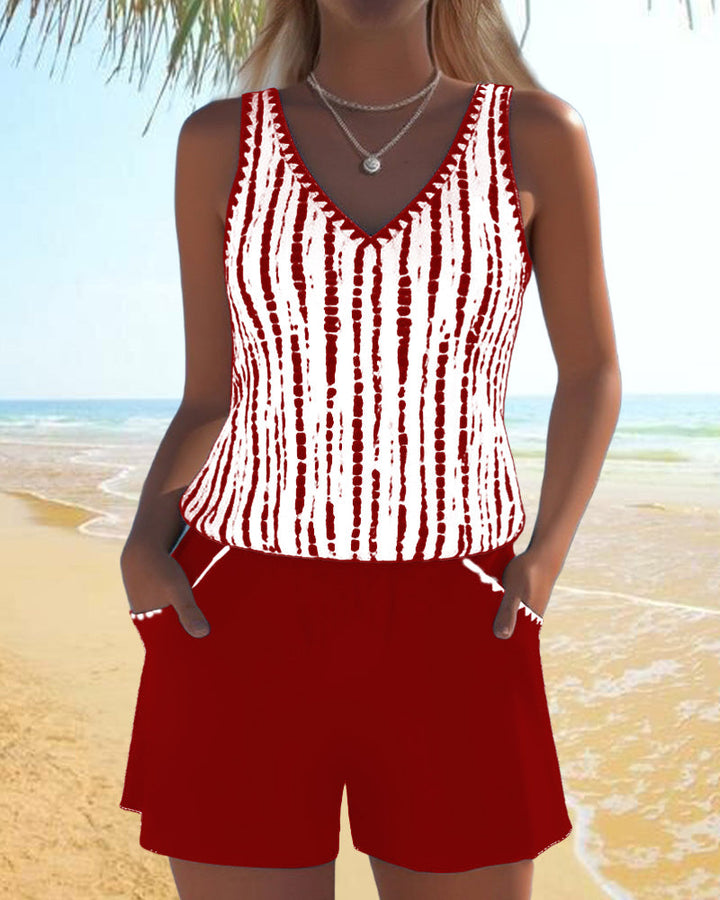 Lily — Casual Printed Two-Piece Swimsuit with Pockets