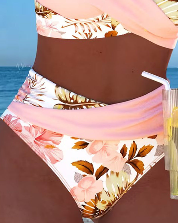 Beatrice Bikini with Contrasting Floral Print and Slit