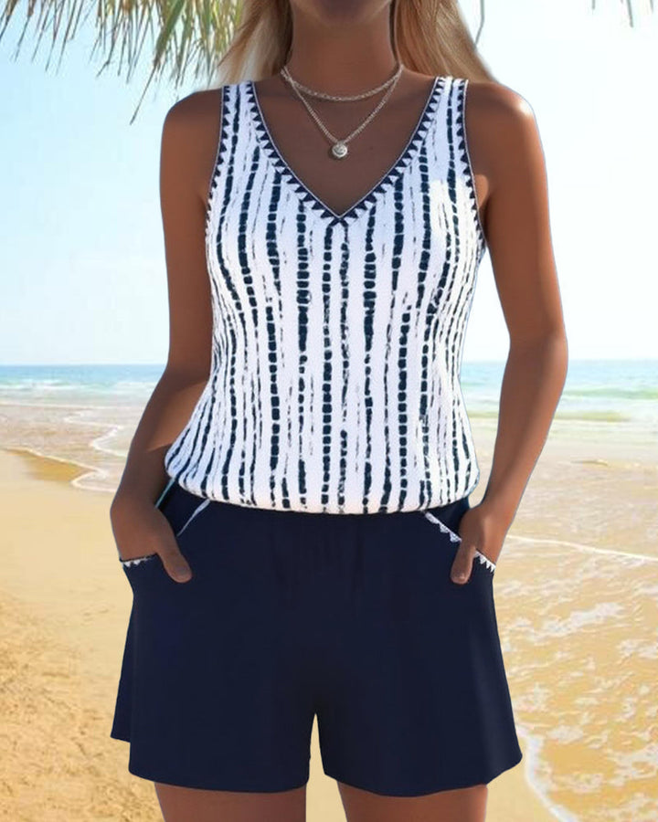 Lily — Casual Printed Two-Piece Swimsuit with Pockets