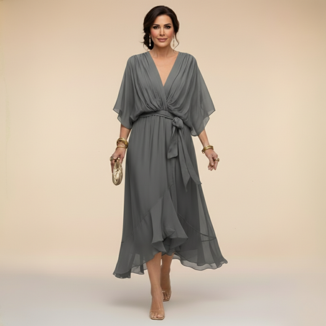 Cassidy - Chiffon Dress with V-Neck
