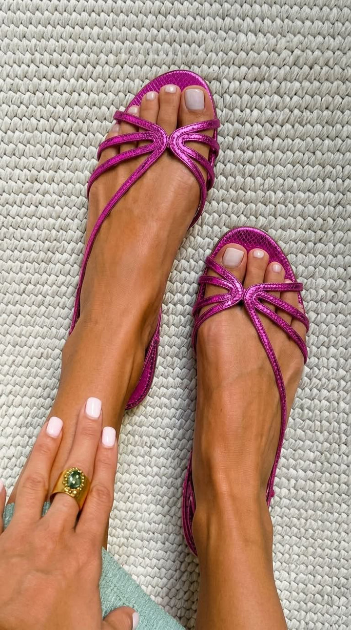 Metallic Shimmering Sandals with Straps