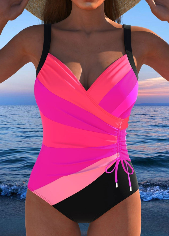 Margaret Flattering Wrap Swimsuit with a Colourful Print