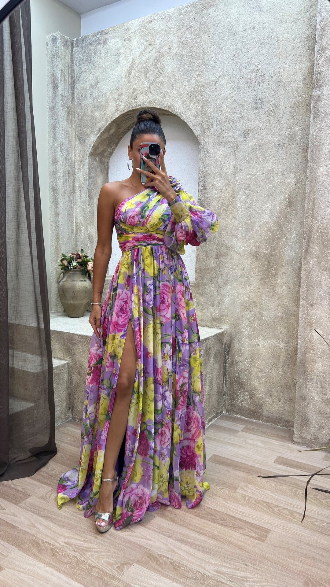 Regina | Elegant Flowy Shoulder Dress for Summer Events