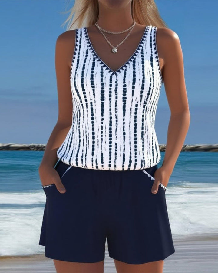 Lily — Casual Printed Two-Piece Swimsuit with Pockets