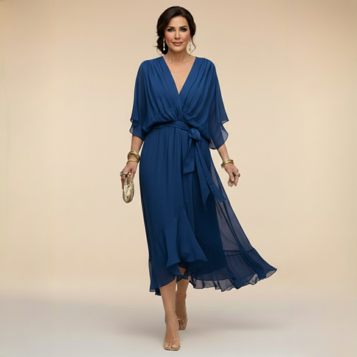 Cassidy - Chiffon Dress with V-Neck