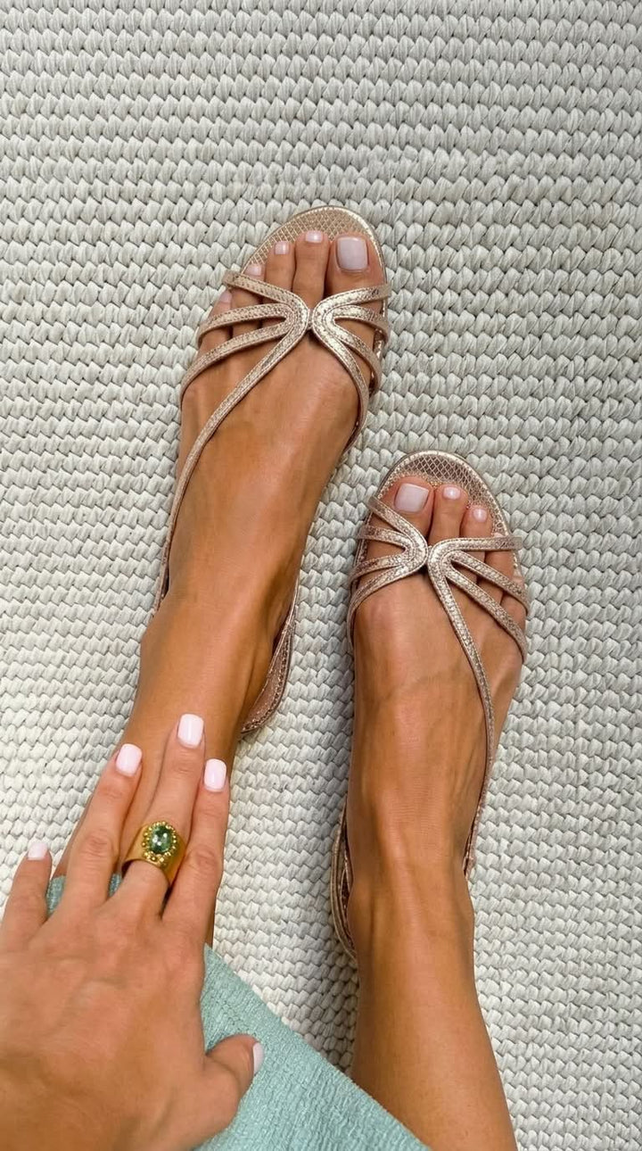Metallic Shimmering Sandals with Straps