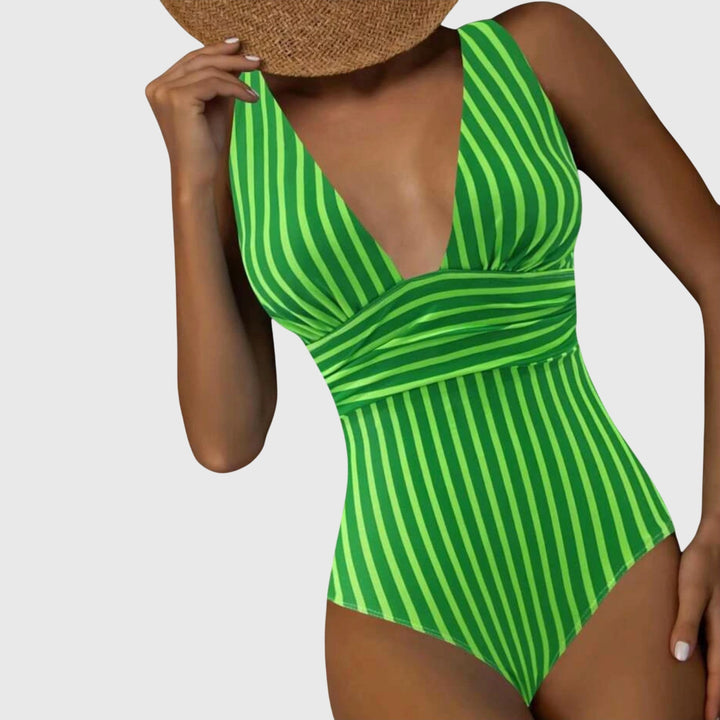 Katie — Striped Swimsuit
