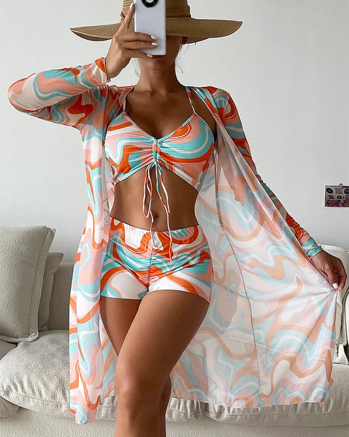 Margaret three-piece printed bikini set