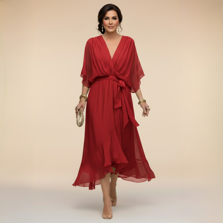 Cassidy - Chiffon Dress with V-Neck