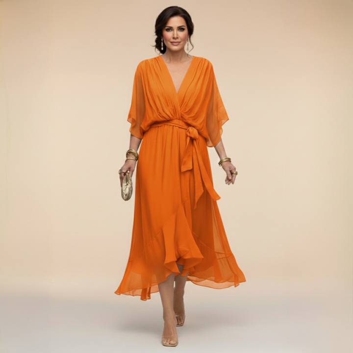Cassidy - Chiffon Dress with V-Neck