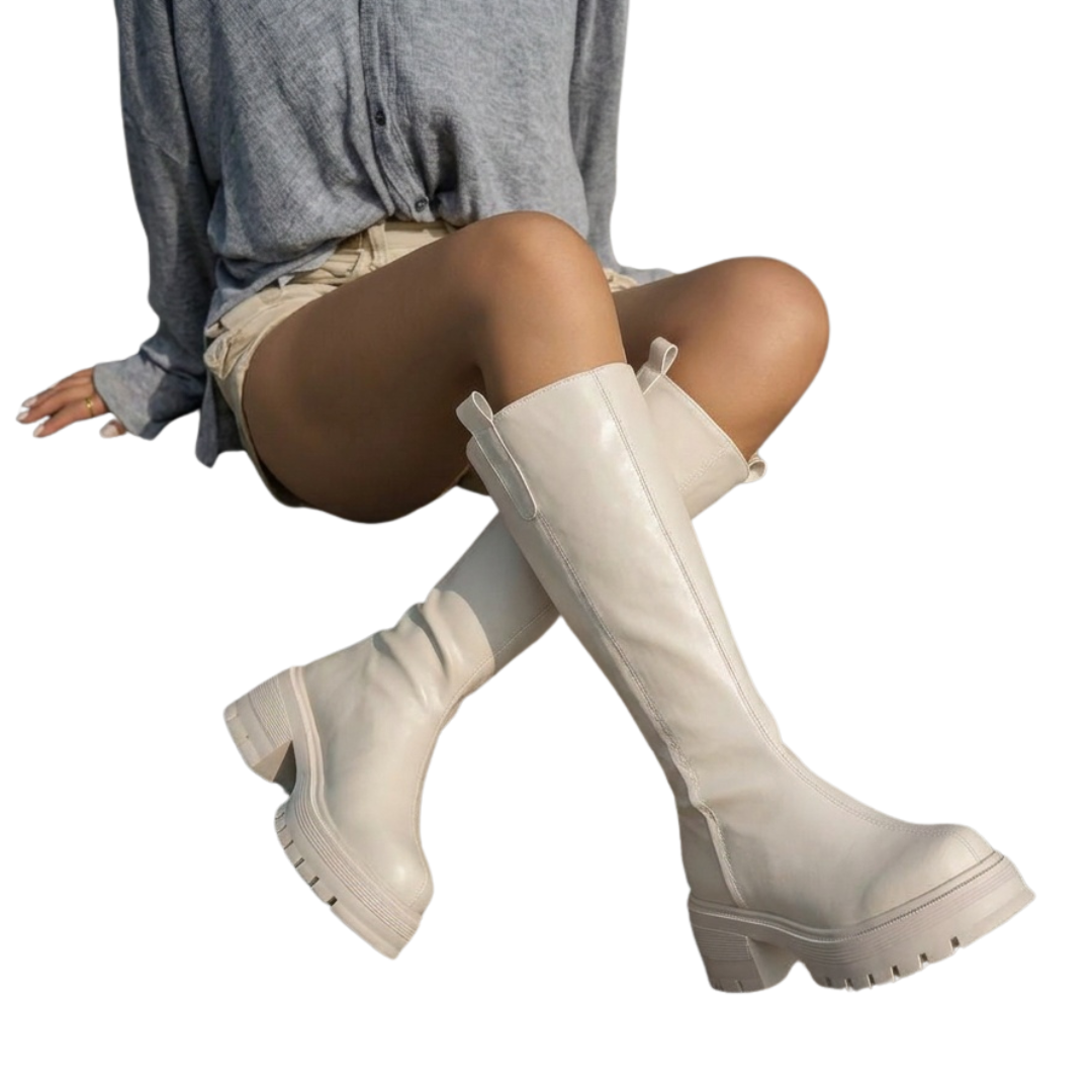 Freya fleece-lined tall shaft boots in Beige