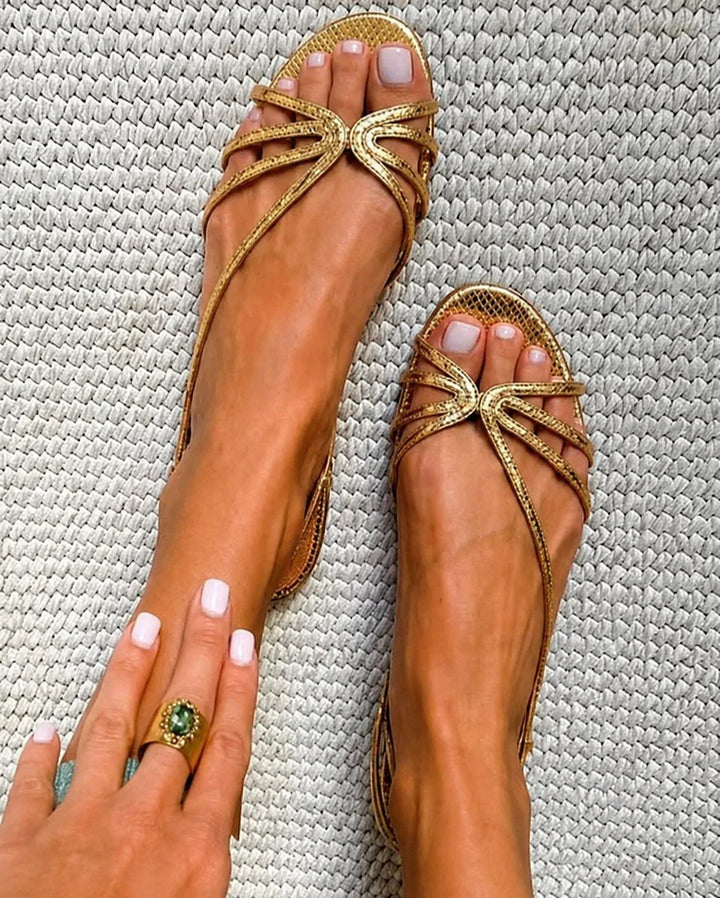 Metallic Shimmering Sandals with Straps