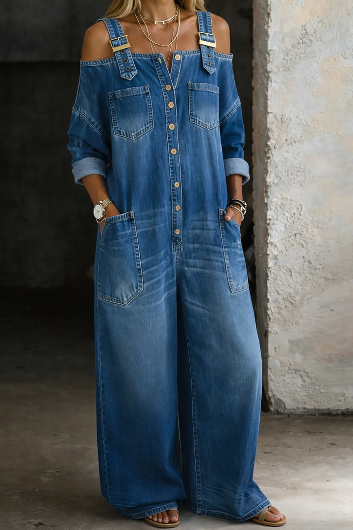 Patricia | Off-Shoulder Denim Jumpsuit