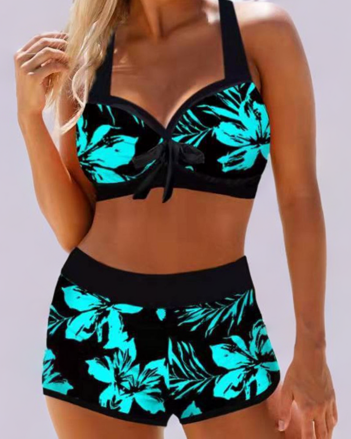 Beatrice High-Waisted Swimsuit with Floral Pattern