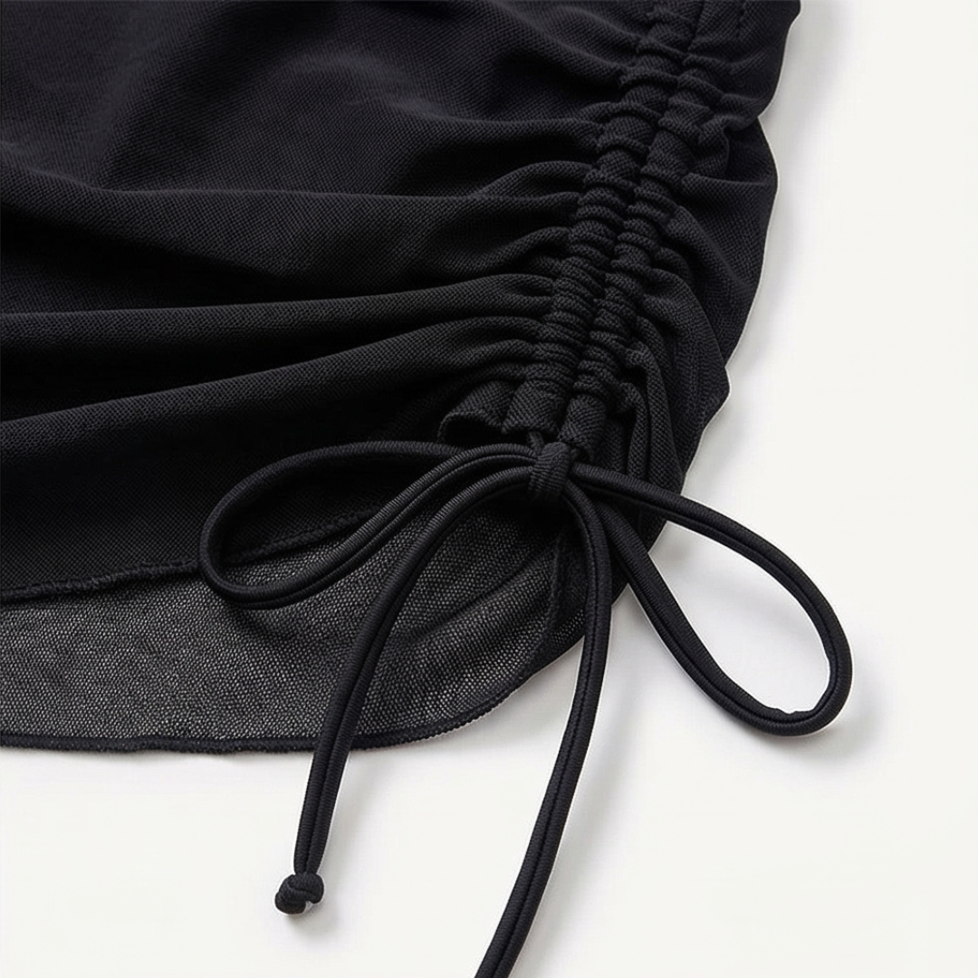 Sienna — High-Waisted Mesh Bikini Set with Ruched Skirt
