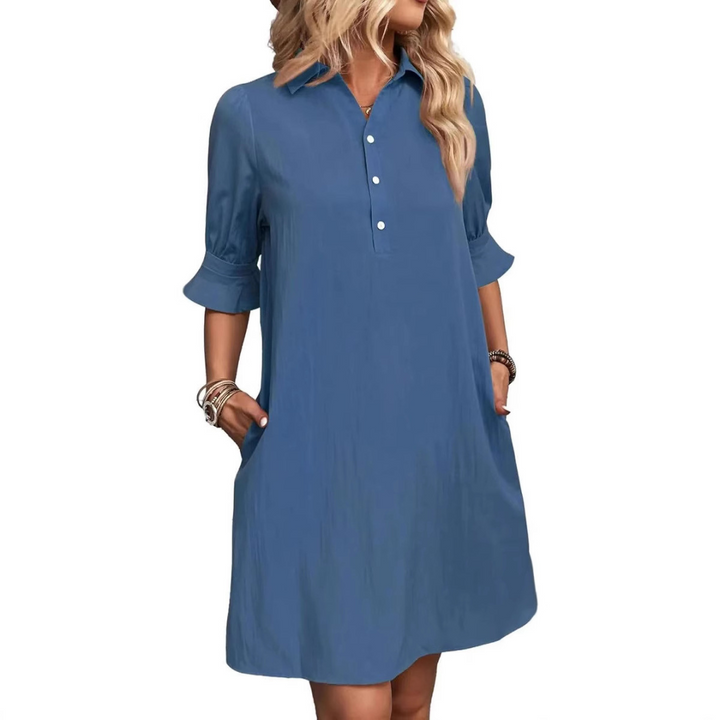 Elara - Casual Button Down Shirt Dress
