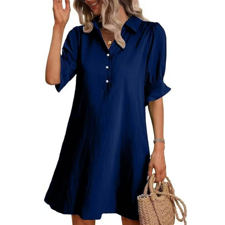 Elara - Casual Button Down Shirt Dress