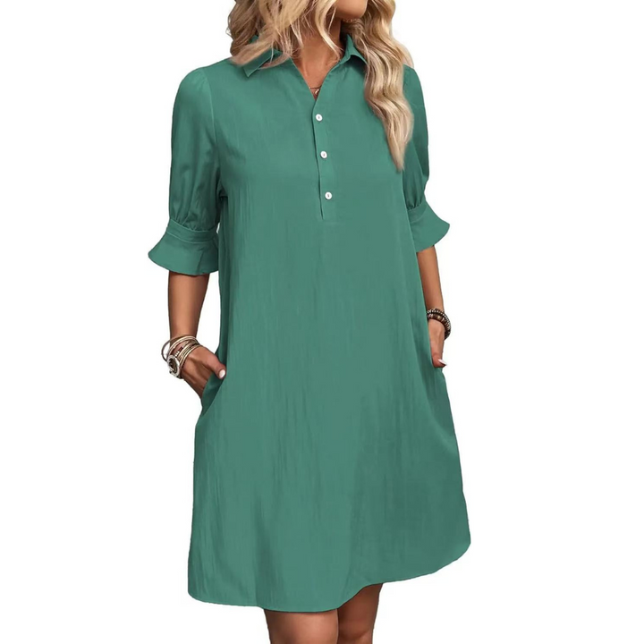 Elara - Casual Button Down Shirt Dress