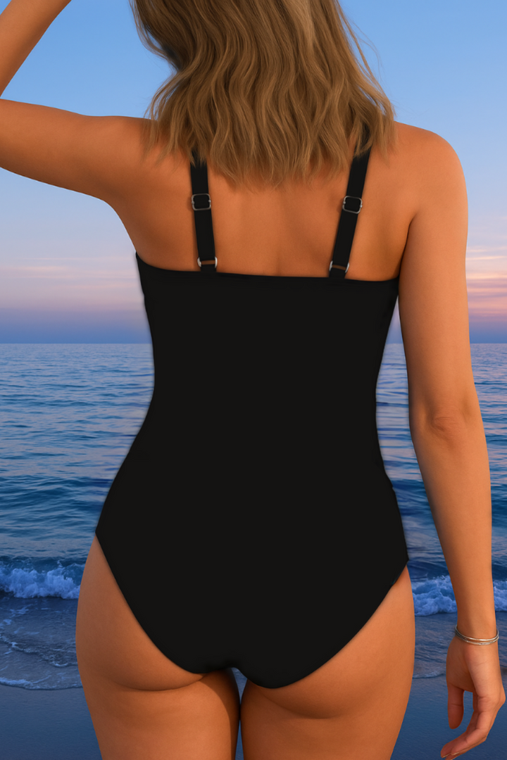 Margaret Flattering Wrap Swimsuit with a Colourful Print