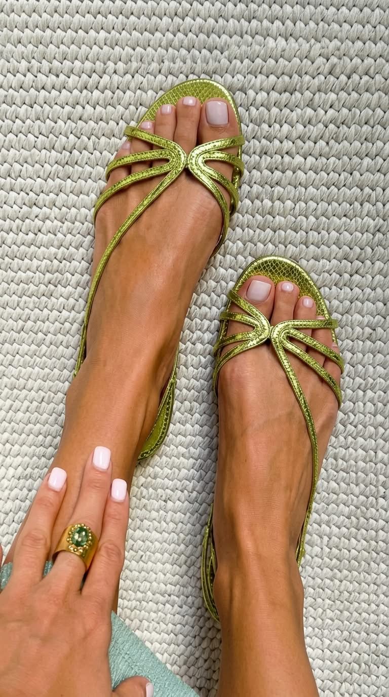 Metallic Shimmering Sandals with Straps