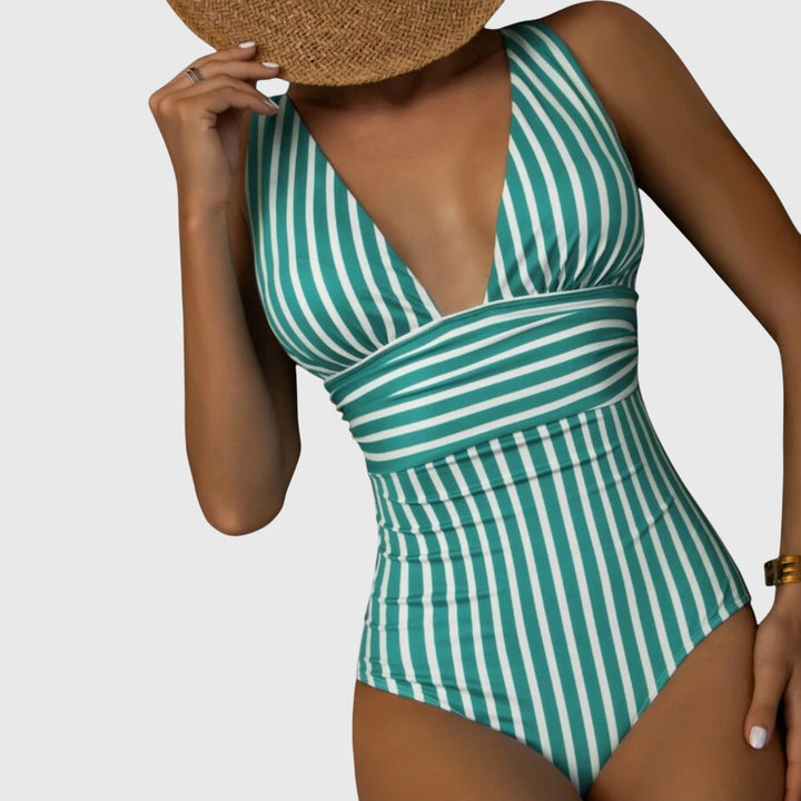 Katie — Striped Swimsuit