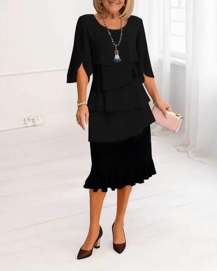 Edna | Elegant Comfort Ruffle Dress