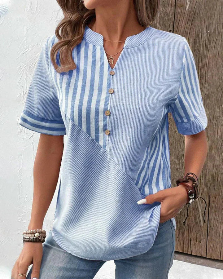 SUSIE – MIXED STRIPE BUTTON TOP