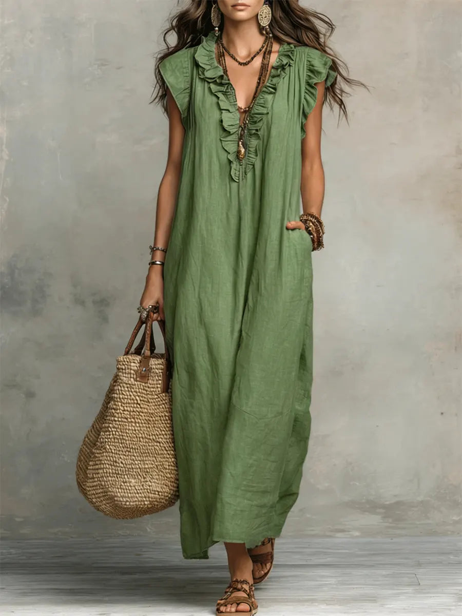Beatrice bohemian maxi dress in green