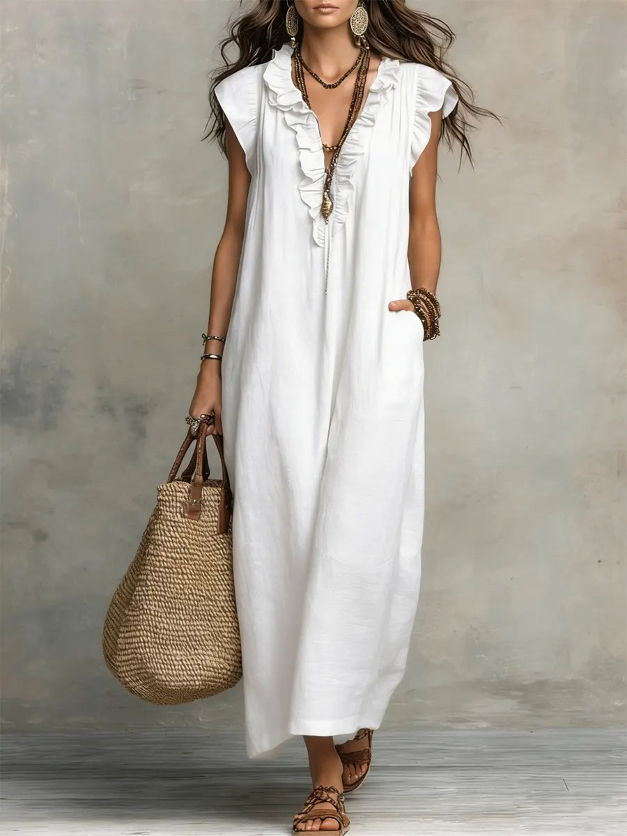 Beatrice bohemian maxi dress in white